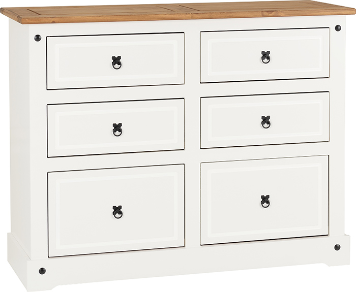 Corona 6 Drawer Chest In White Pine